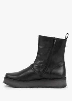 Reno Black Leather Ankle Boots