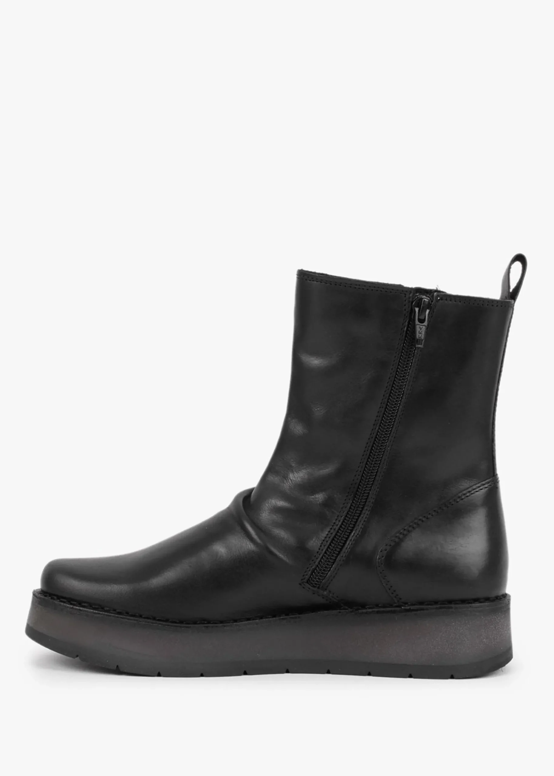 Reno Black Leather Ankle Boots