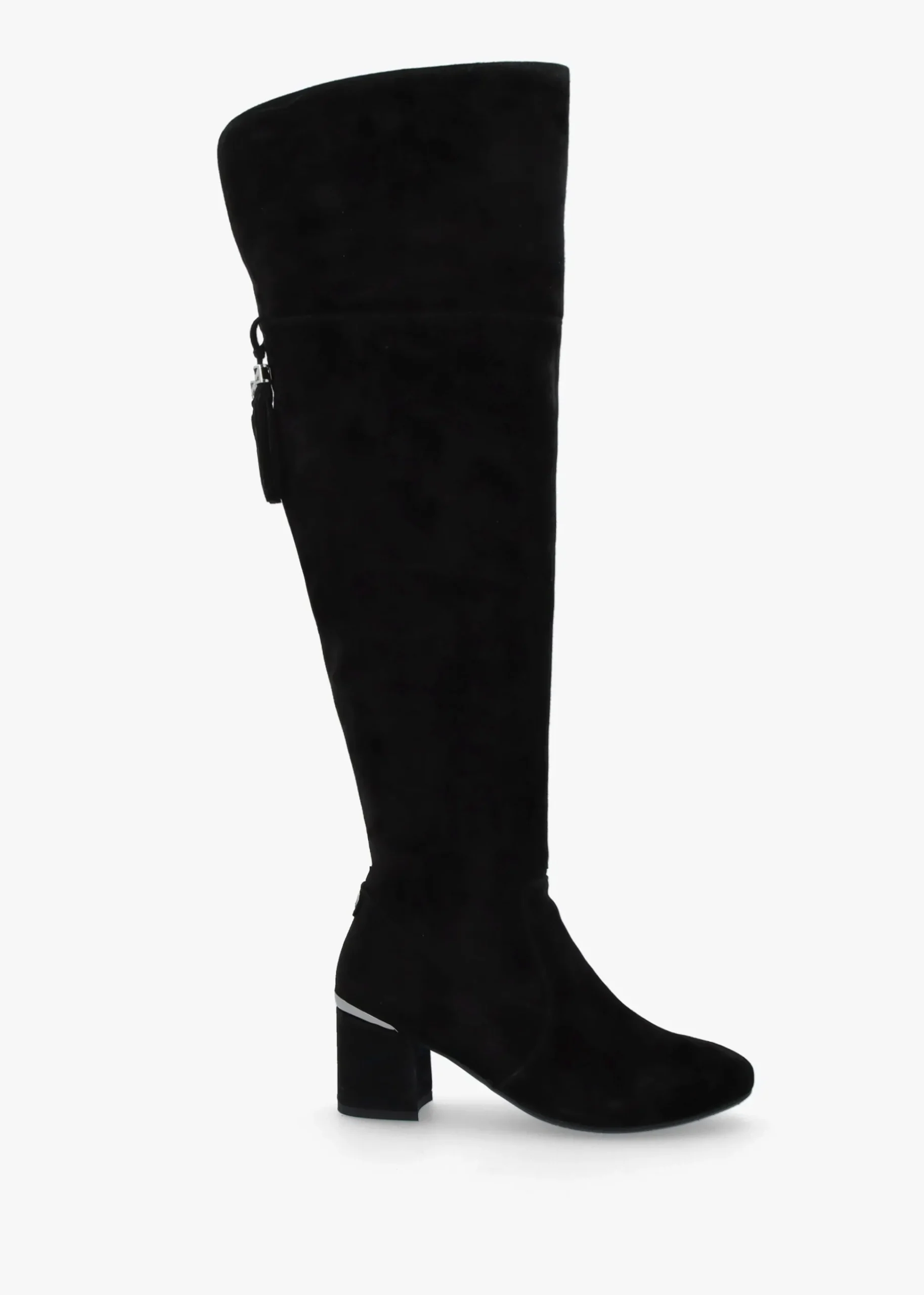 Retta Black Suede Block Heel Over The Knee Boots