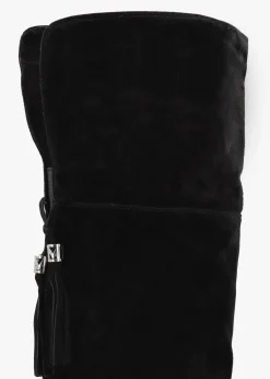 Retta Black Suede Block Heel Over The Knee Boots