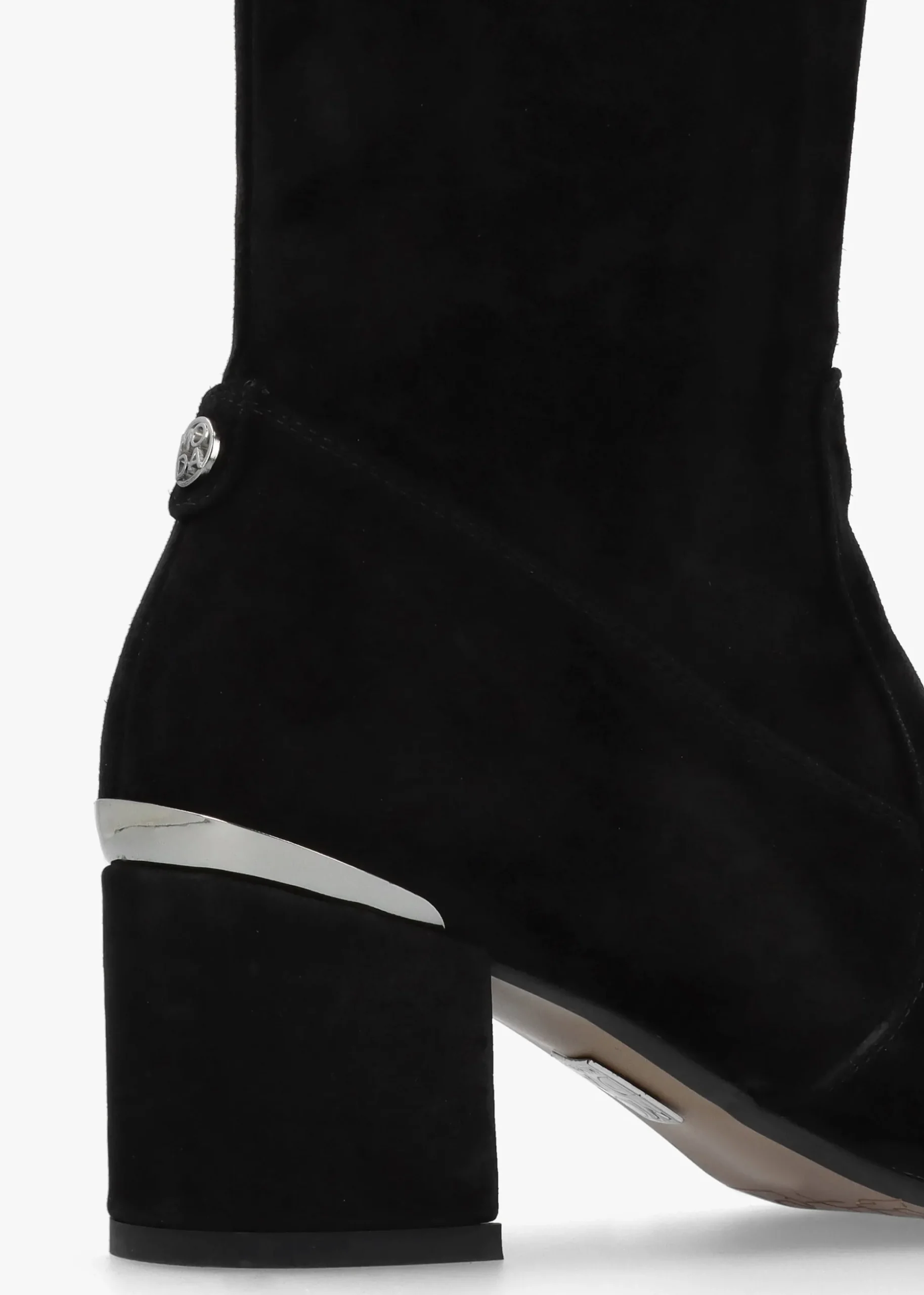 Retta Black Suede Block Heel Over The Knee Boots