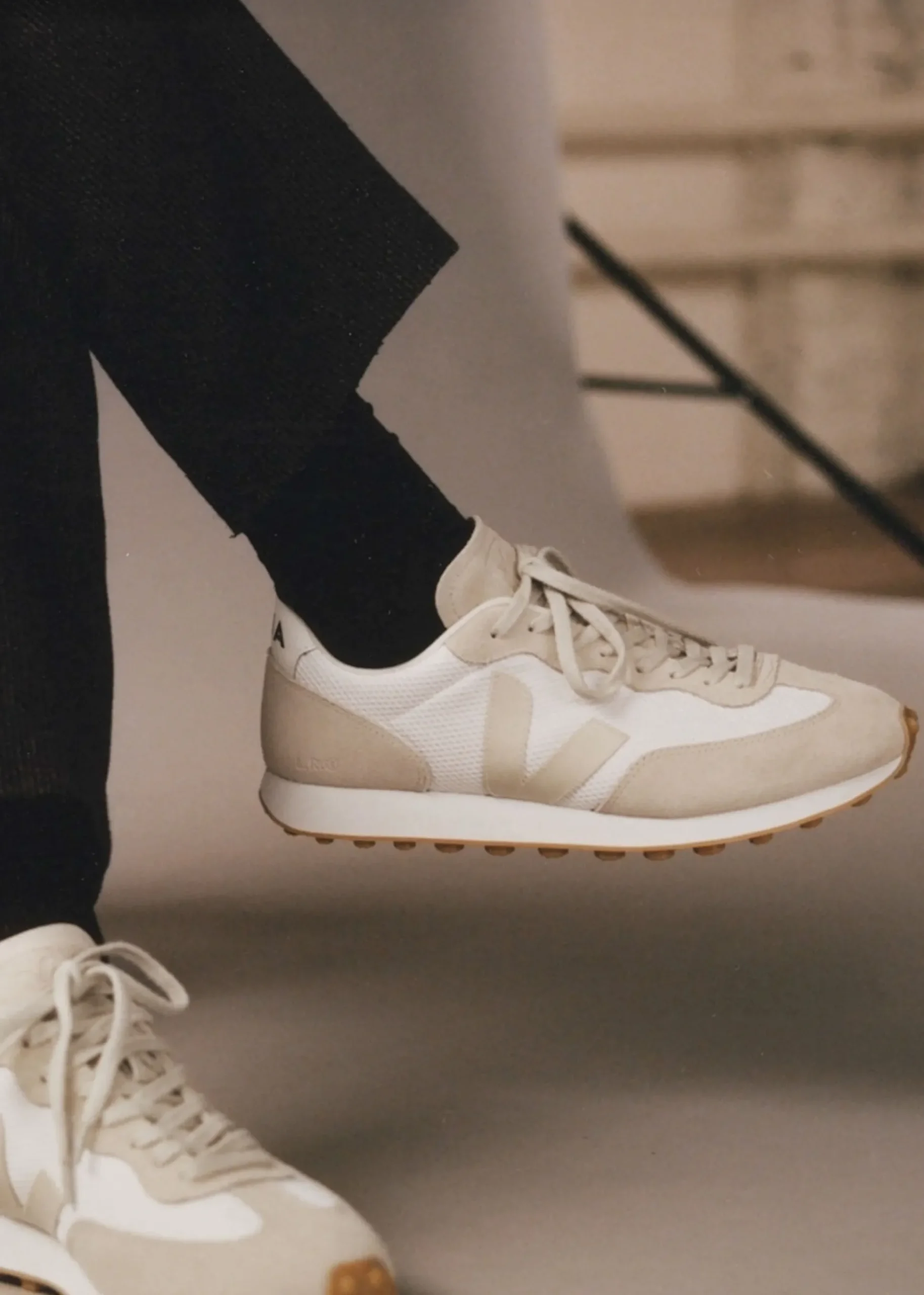 Rio Branco White Pierre Natural Suede & Mesh Trainers