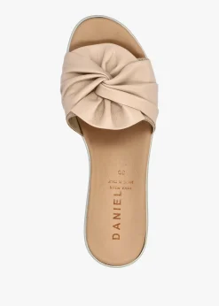 Robow Beige Leather Knot Top Mules