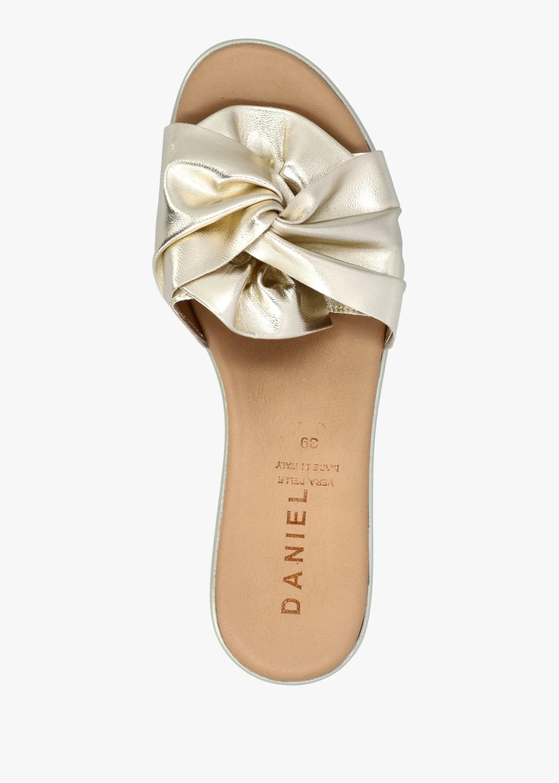 Robow Gold Leather Knot Top Mules