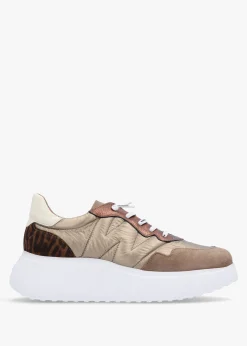 Roma Taupe Mixed Textile Chunky Trainers