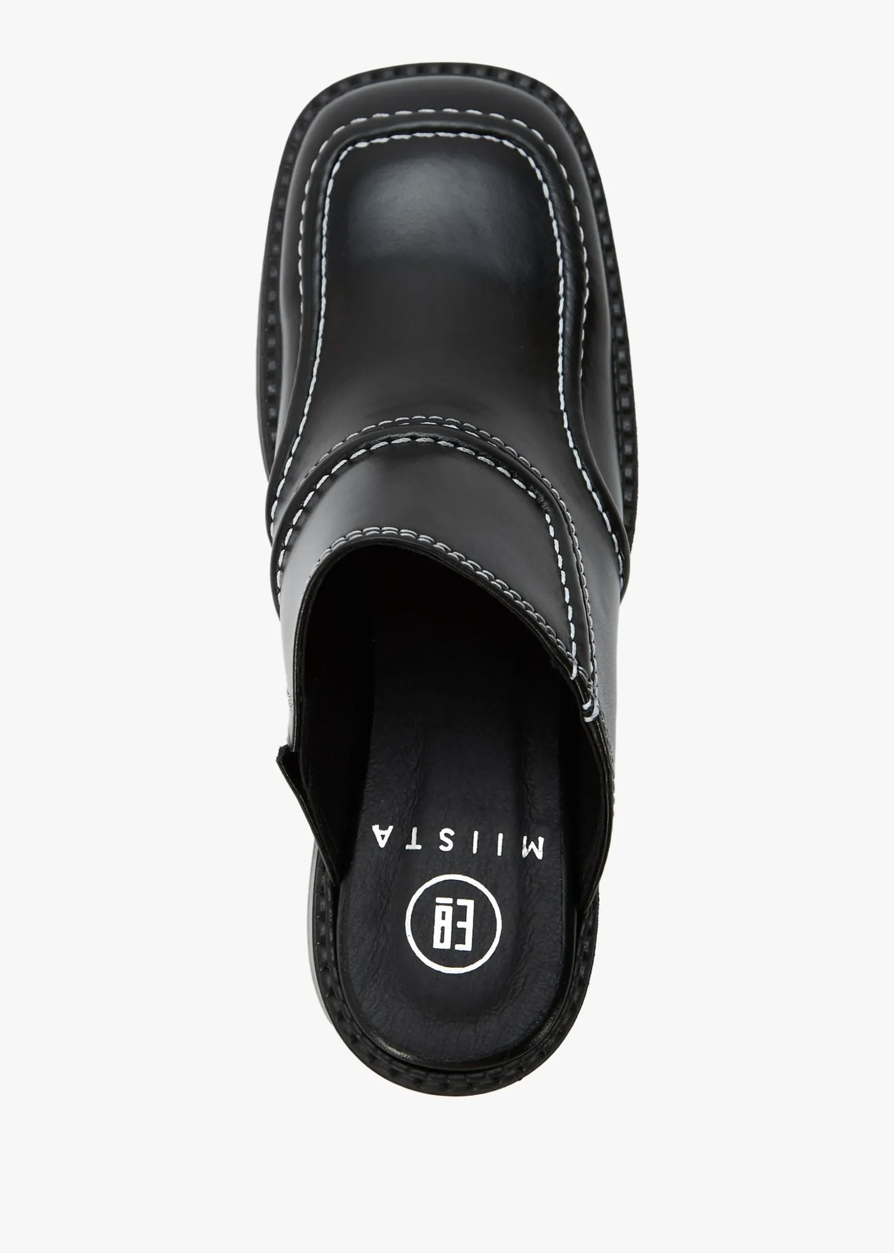 Rubi Black Leather Heeled Mules