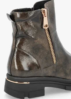 Rust Patent Leather Side Zip Ankle Boots