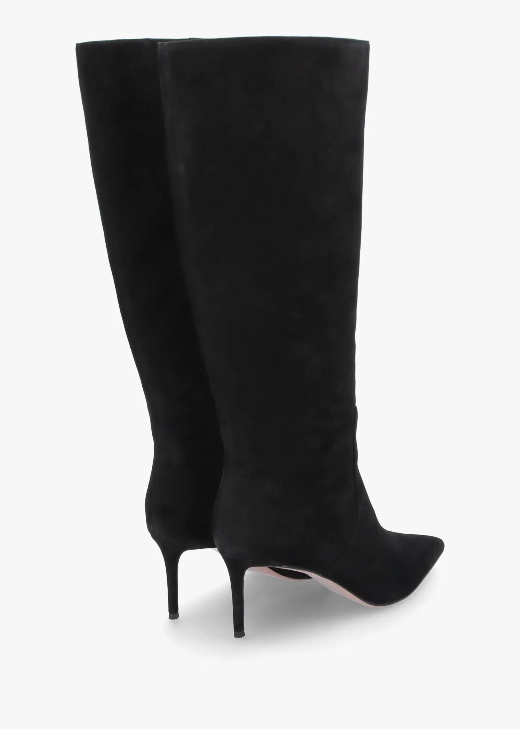 Saffia Black Suede Slim Heel Knee Boots