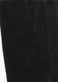 Saffia Black Suede Slim Heel Knee Boots