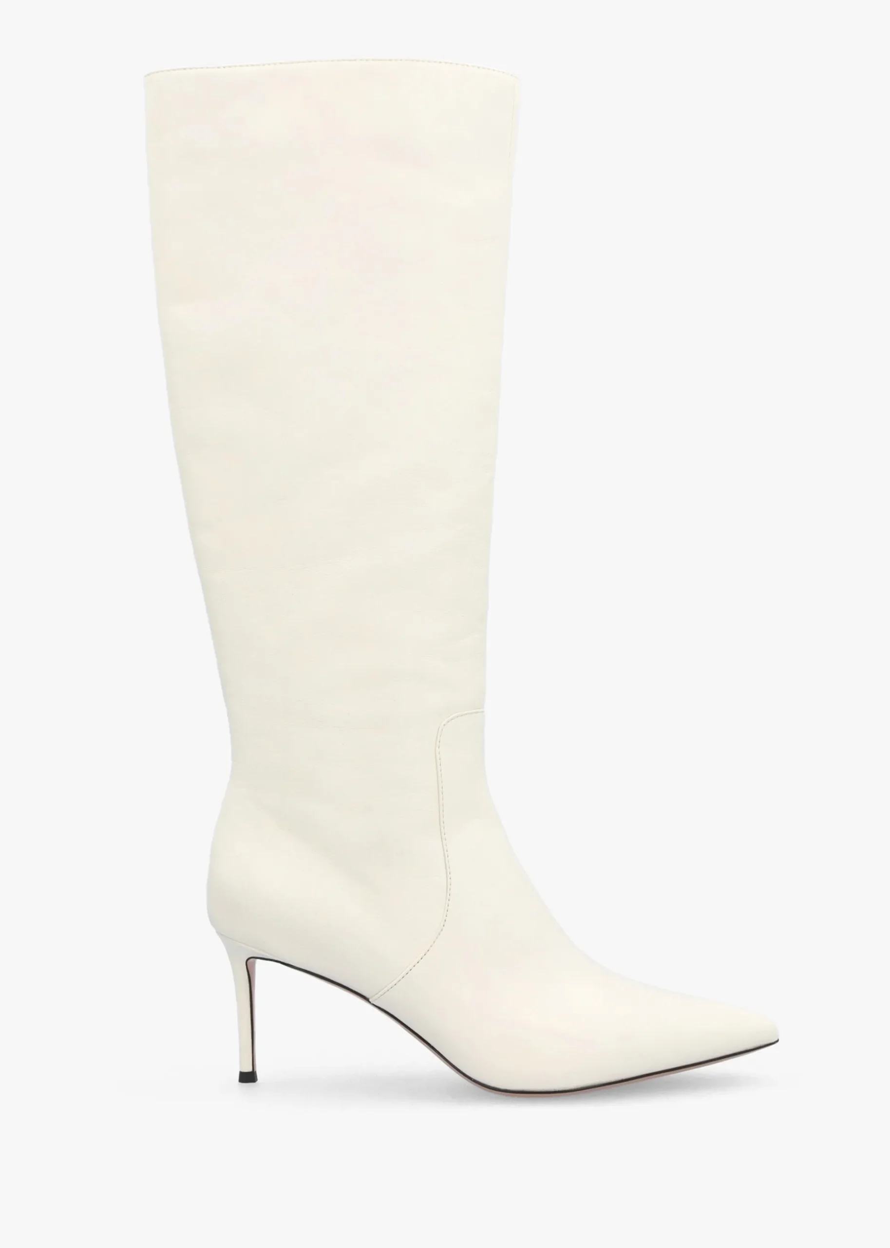 Saffia Cream Leather Slim Heel Knee Boots