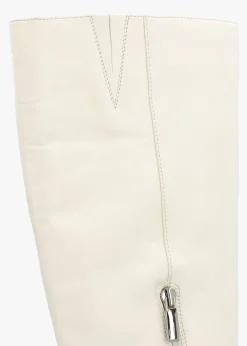 Saffia Cream Leather Slim Heel Knee Boots