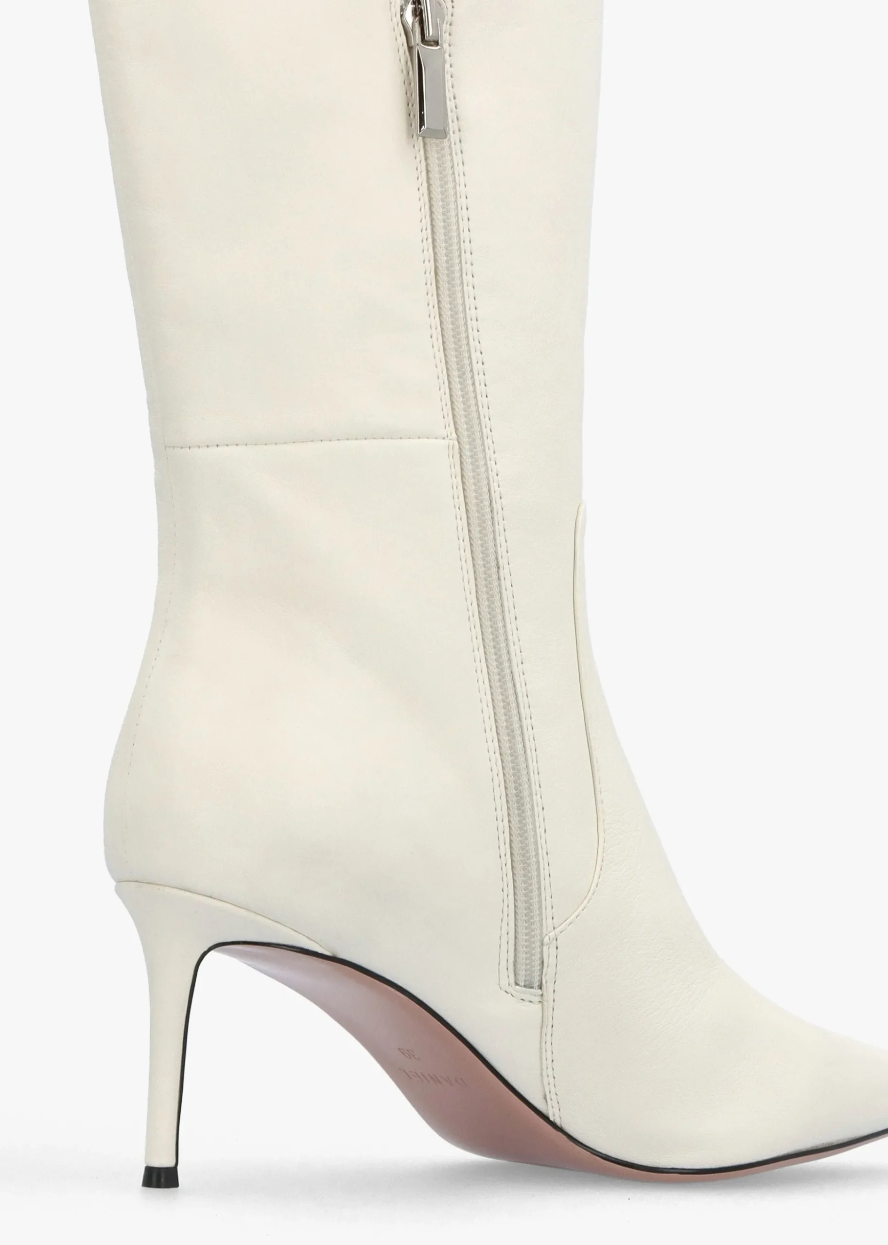 Saffia Cream Leather Slim Heel Knee Boots