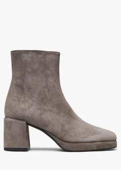 Salima Grey Suede Block Heel Ankle Boots