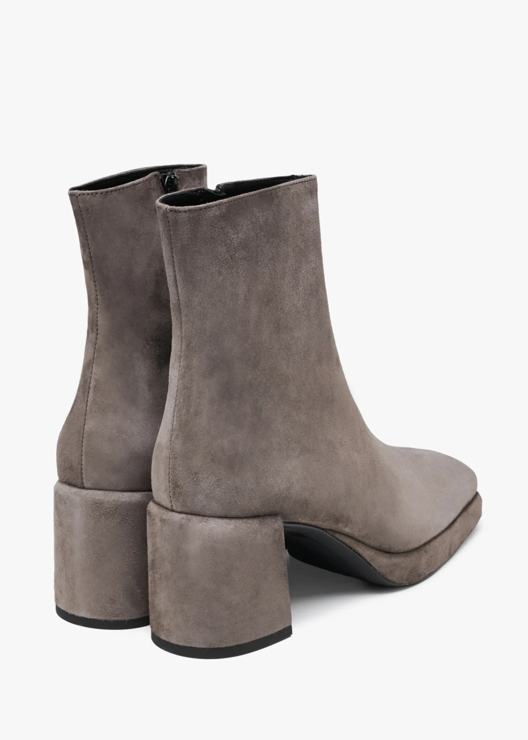 Salima Grey Suede Block Heel Ankle Boots