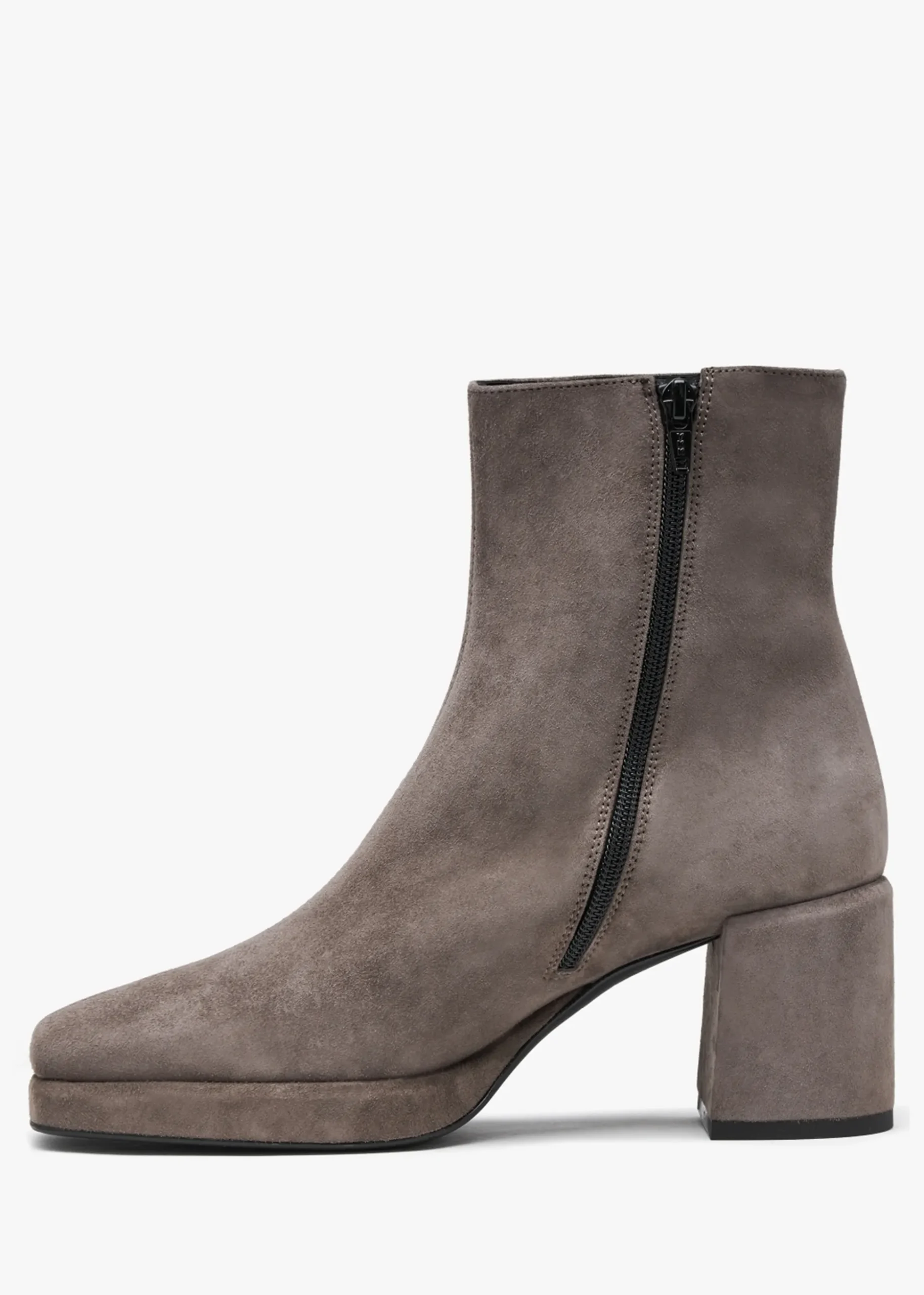 Salima Grey Suede Block Heel Ankle Boots