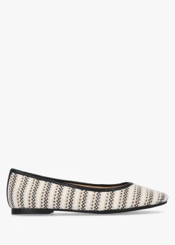 Sally Beige Textile Woven Ballet Pumps