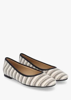 Sally Beige Textile Woven Ballet Pumps