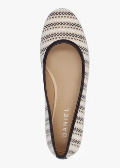 Sally Beige Textile Woven Ballet Pumps