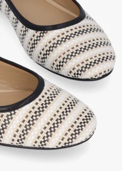 Sally Beige Textile Woven Ballet Pumps