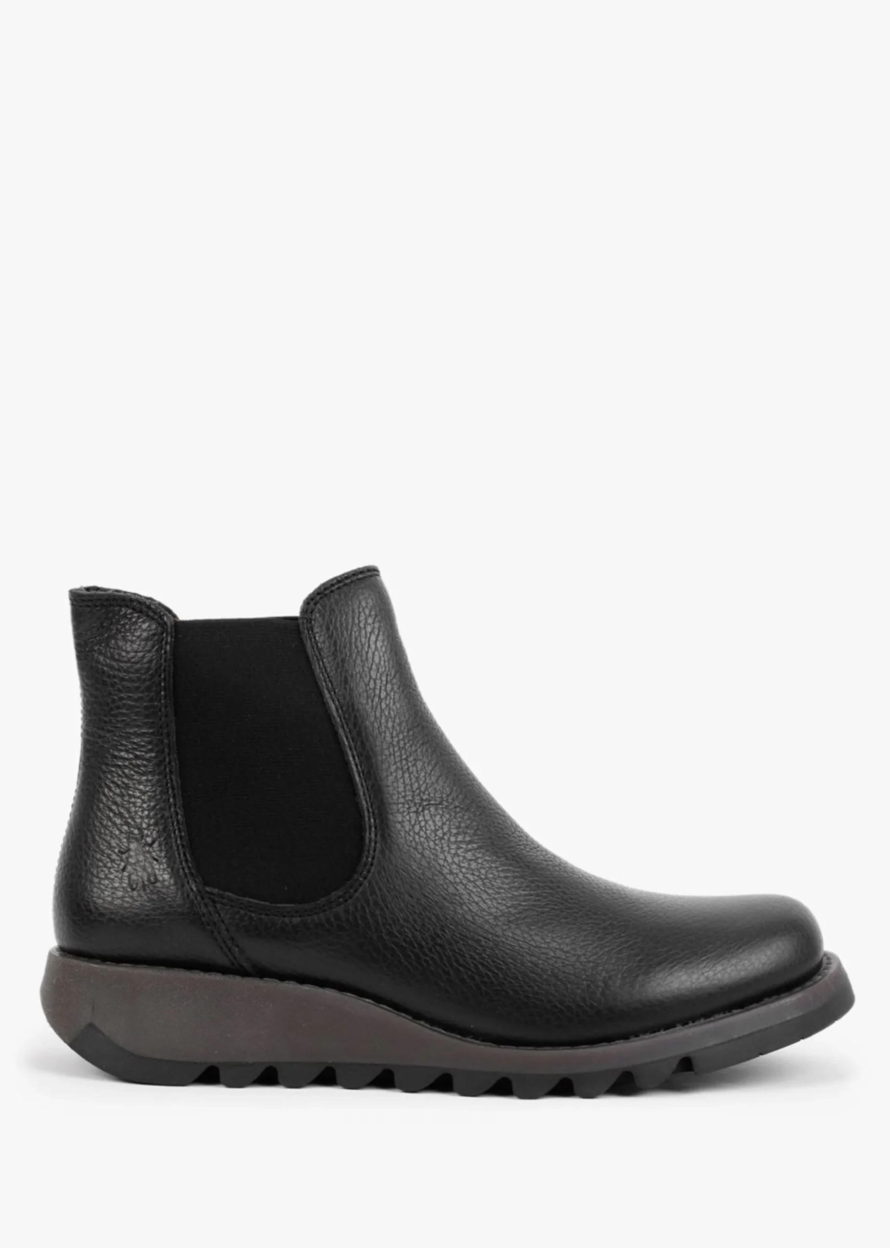Salv Black Pebbled Leather Wedge Chelsea Boots