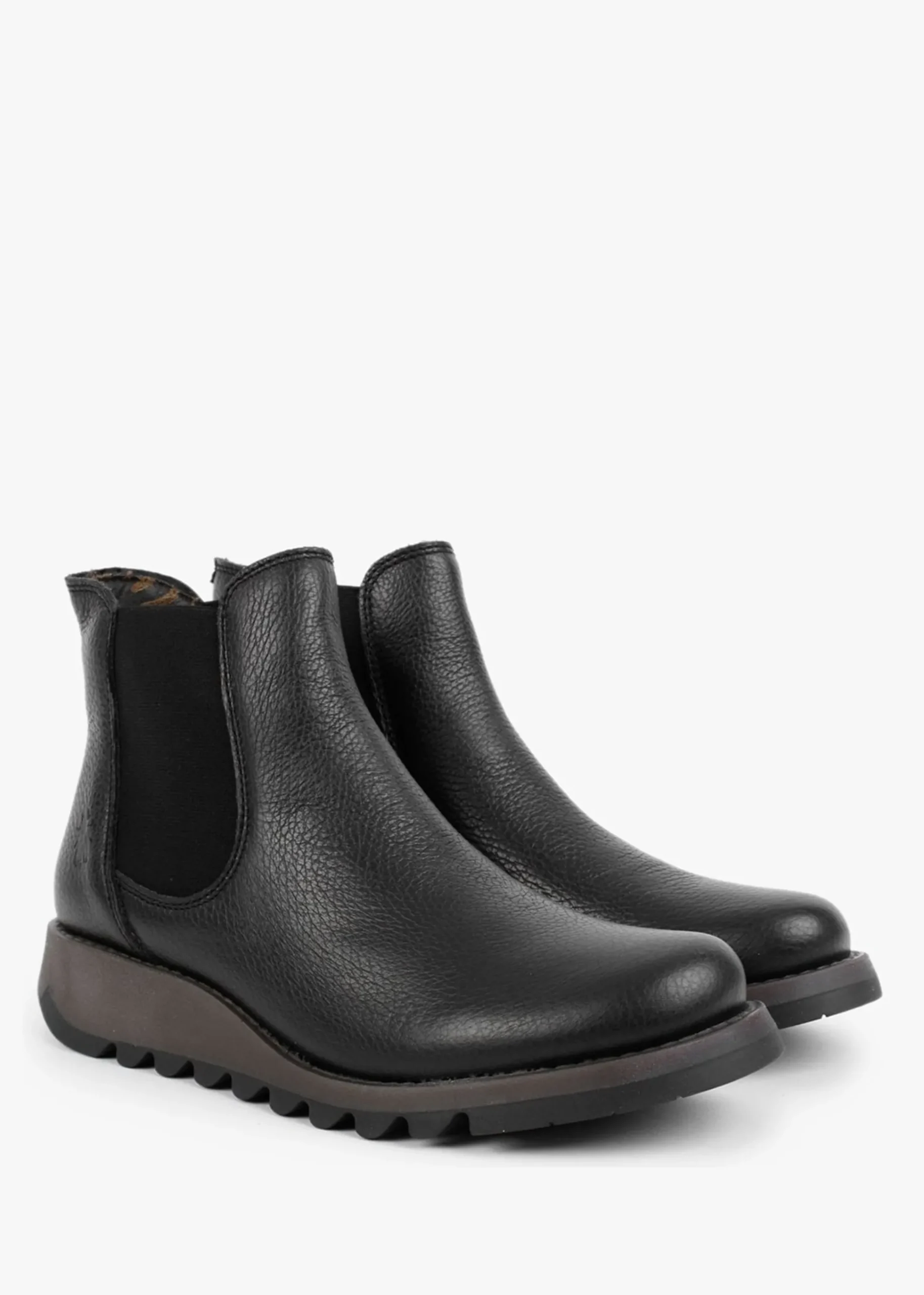 Salv Black Pebbled Leather Wedge Chelsea Boots