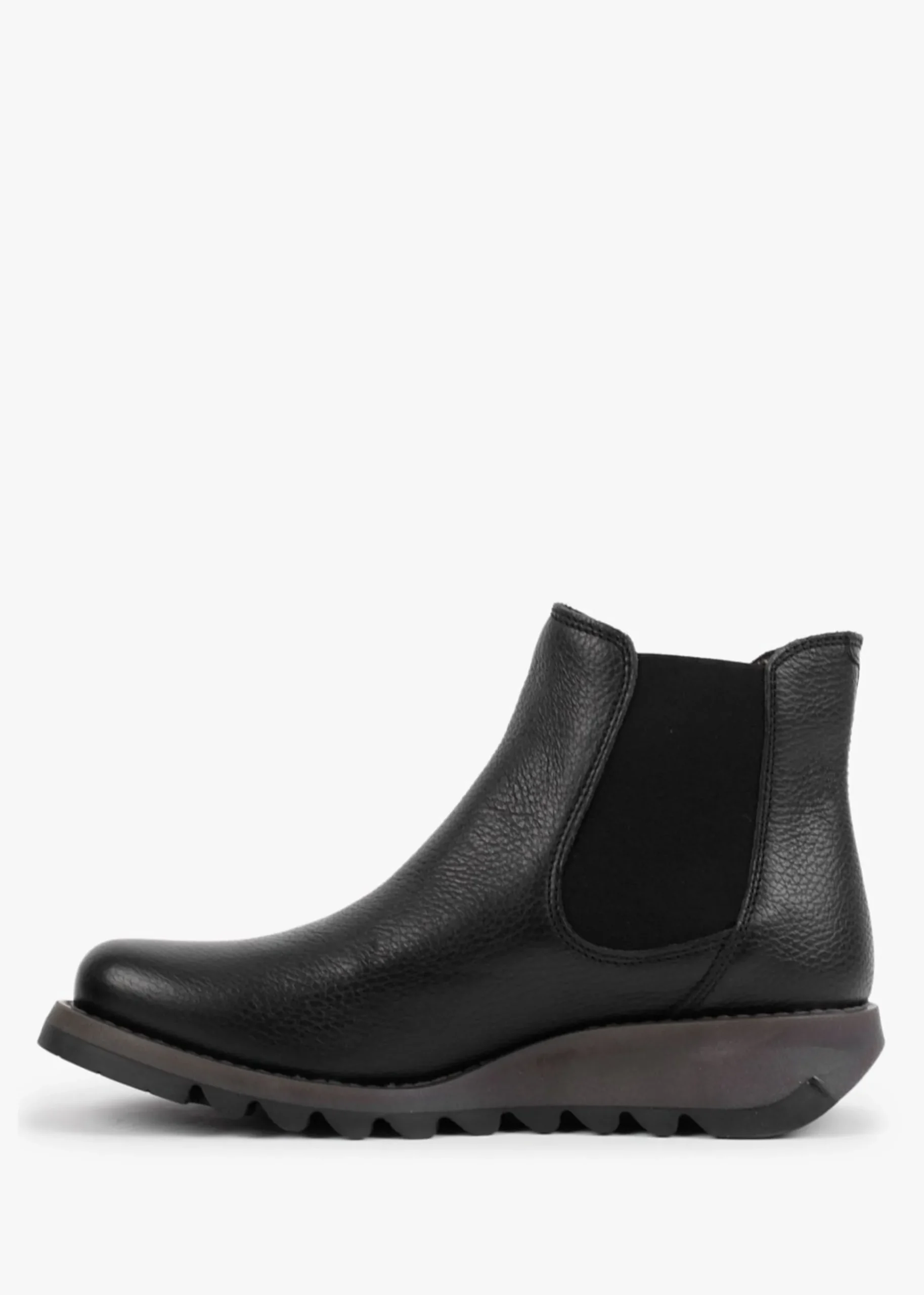 Salv Black Pebbled Leather Wedge Chelsea Boots