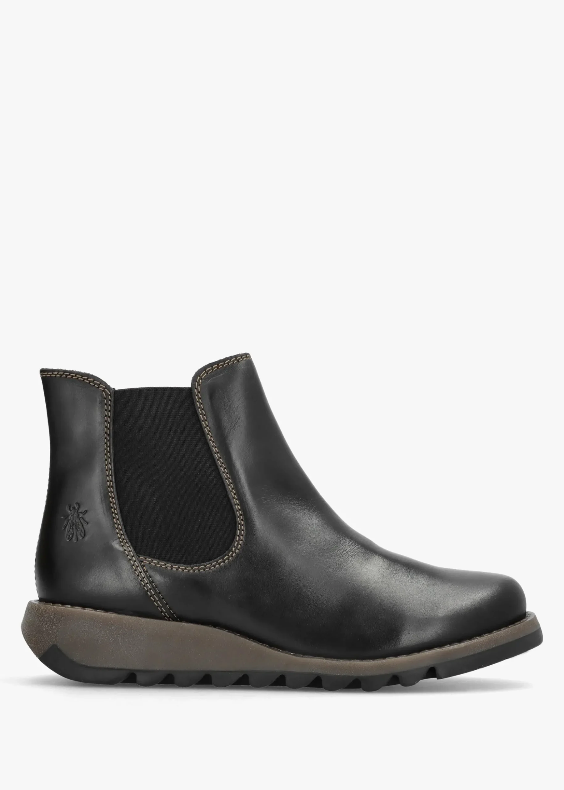 Salv Black Rug Leather Wedge Chelsea Boots