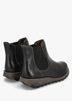 Salv Black Rug Leather Wedge Chelsea Boots
