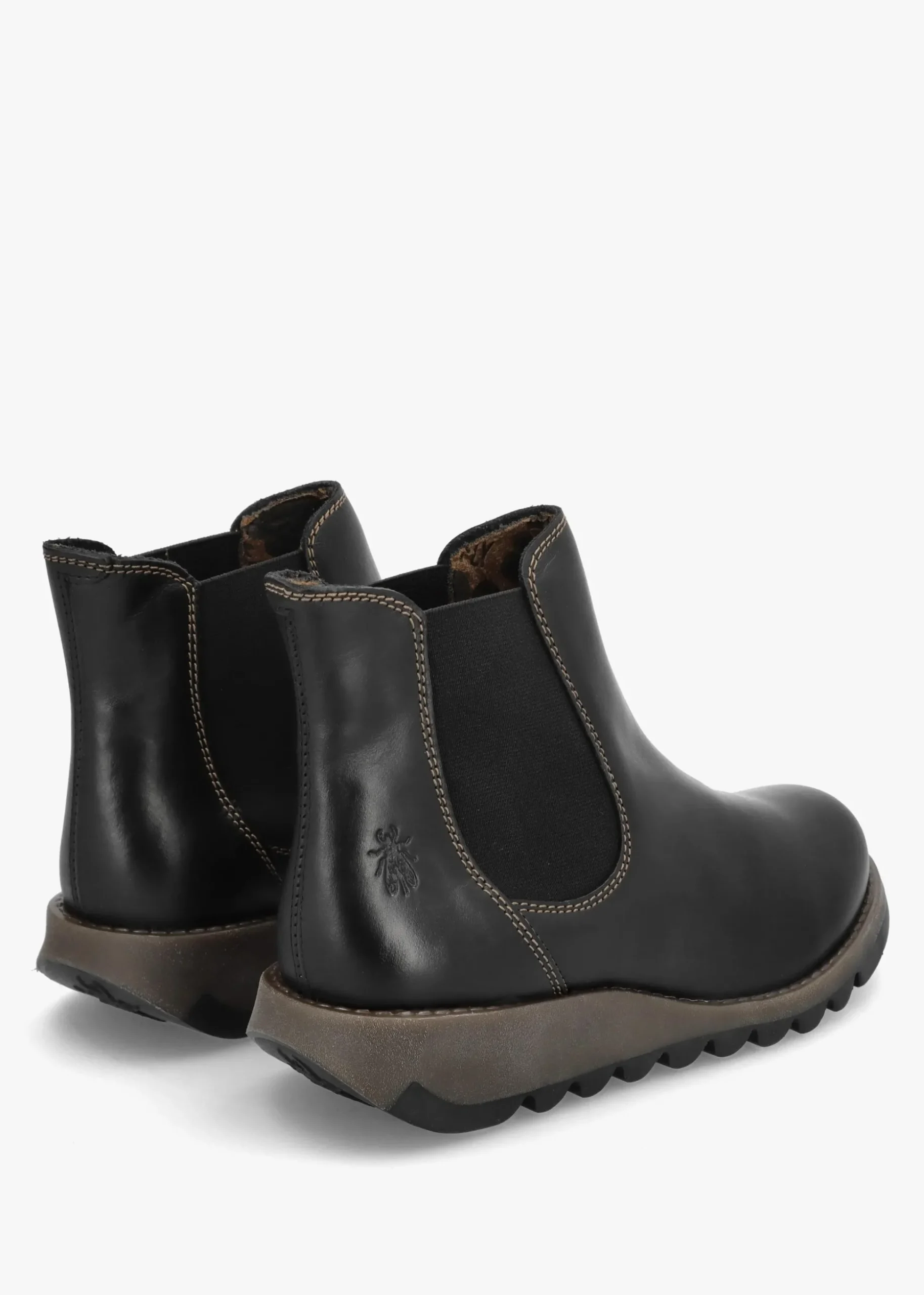 Salv Black Rug Leather Wedge Chelsea Boots