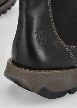 Salv Black Rug Leather Wedge Chelsea Boots