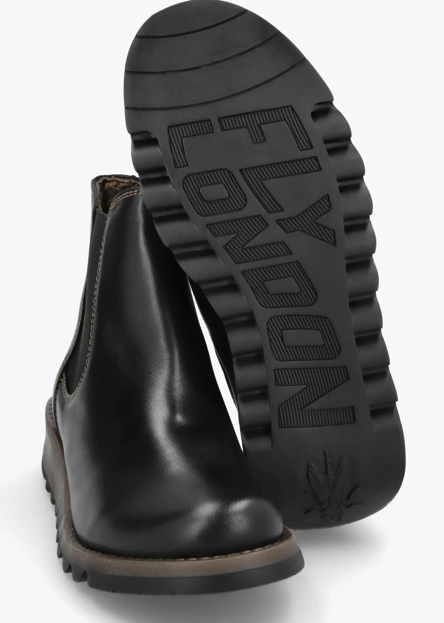 Salv Black Rug Leather Wedge Chelsea Boots