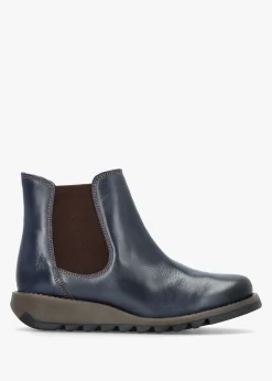 Salv Blue Rug Leather Wedge Chelsea Boots
