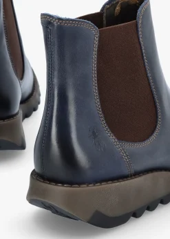 Salv Blue Rug Leather Wedge Chelsea Boots