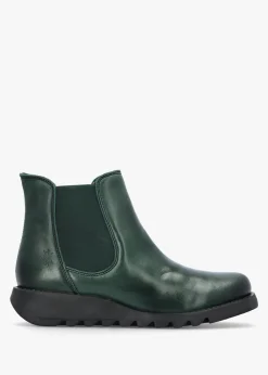 Salv Petrol Rug Leather Wedge Chelsea Boots