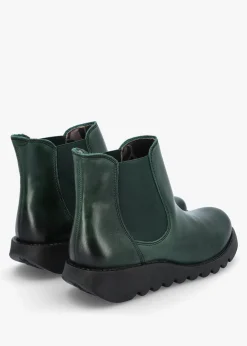 Salv Petrol Rug Leather Wedge Chelsea Boots