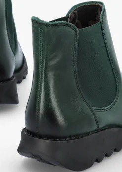 Salv Petrol Rug Leather Wedge Chelsea Boots