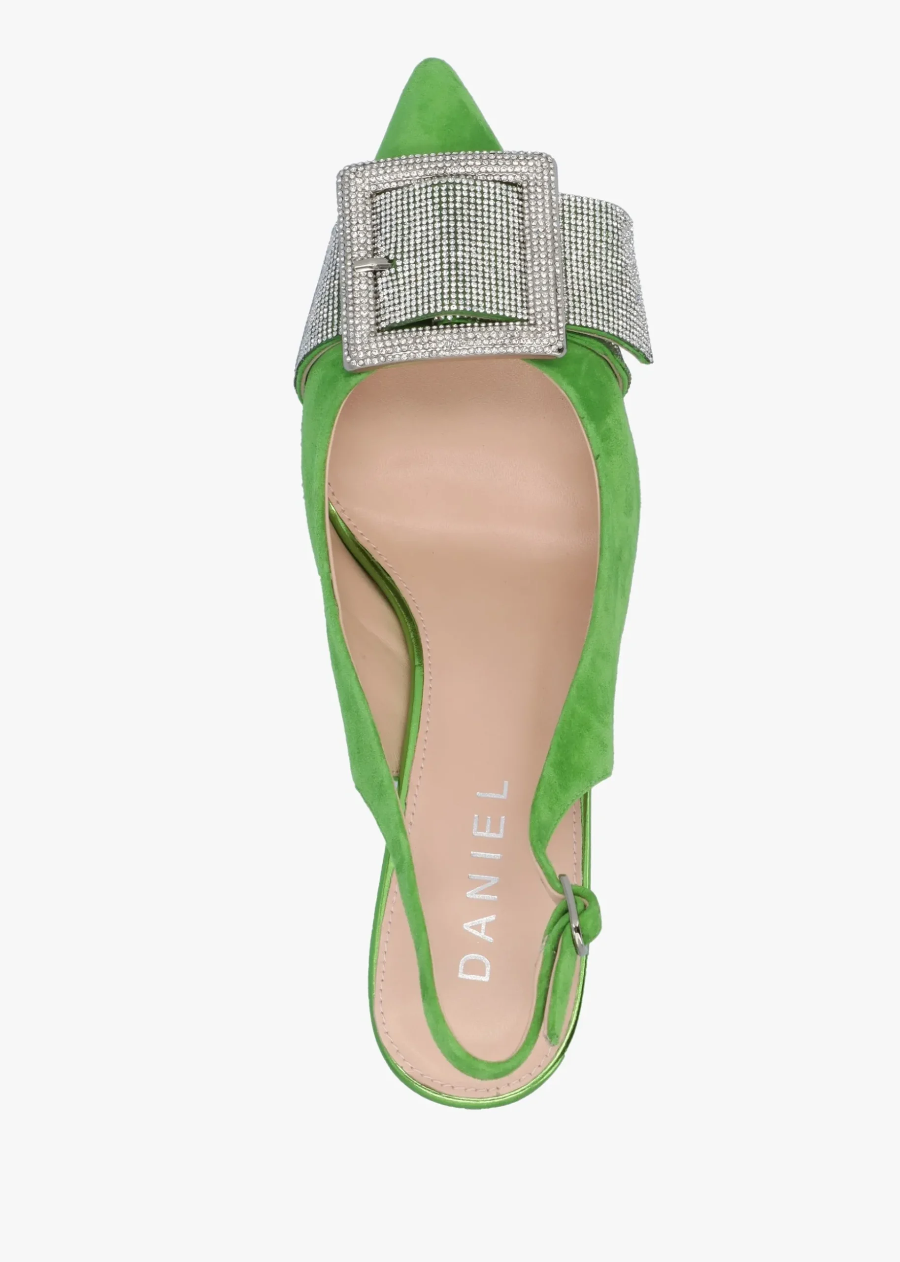 Samantha Green Suede Diamante Buckle Heeled Sling Backs