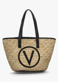 Samuela Natural Nero Woven Straw Shopper Bag