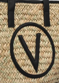 Samuela Natural Nero Woven Straw Shopper Bag