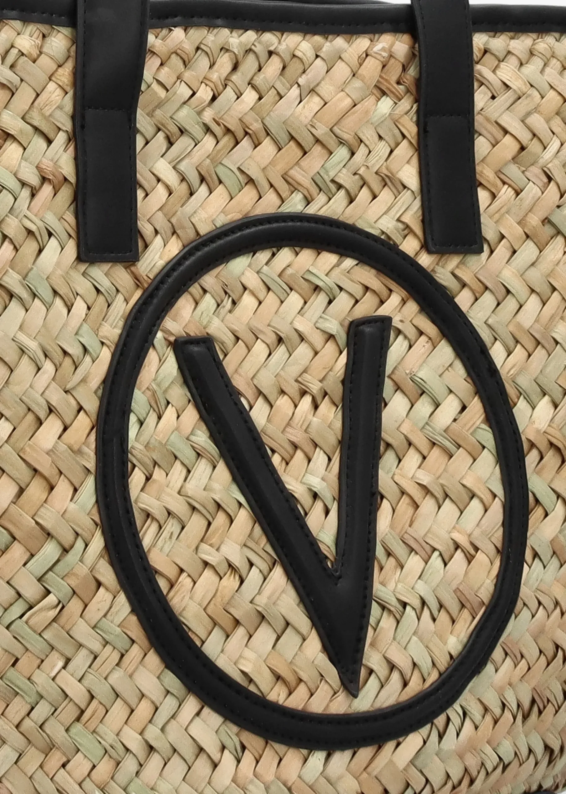 Samuela Natural Nero Woven Straw Shopper Bag