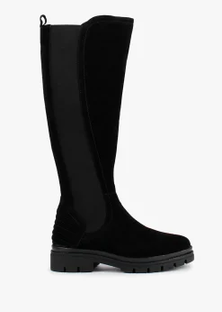Sanatte Black Suede High Shaft Knee Boots