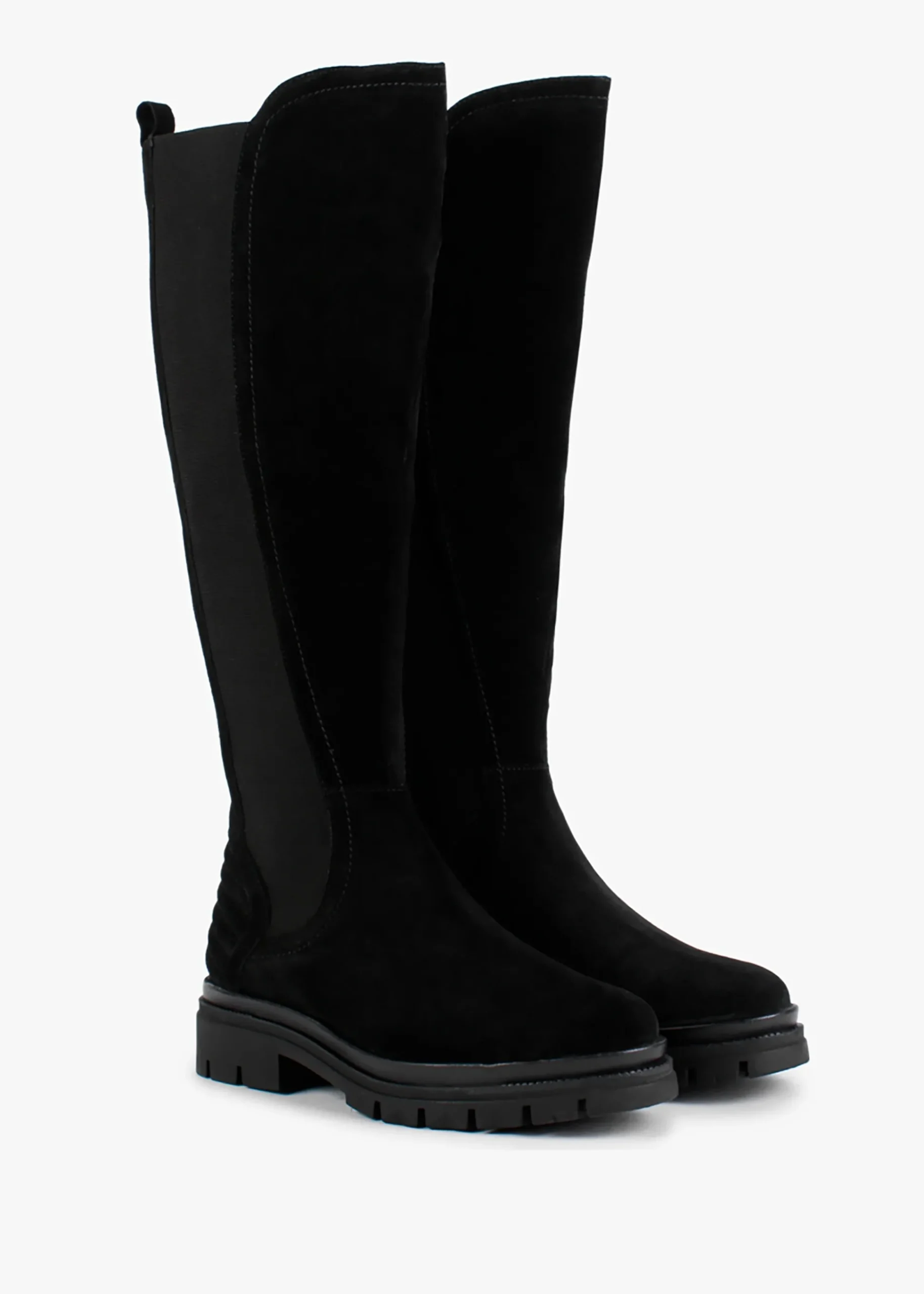 Sanatte Black Suede High Shaft Knee Boots