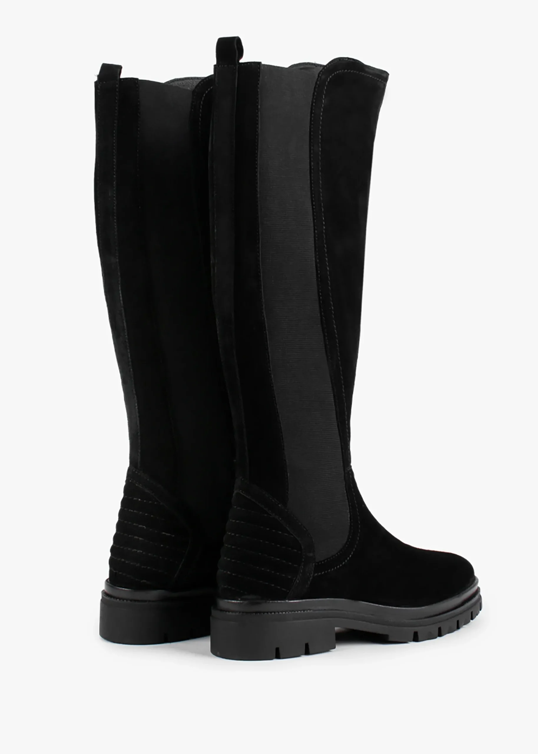 Sanatte Black Suede High Shaft Knee Boots