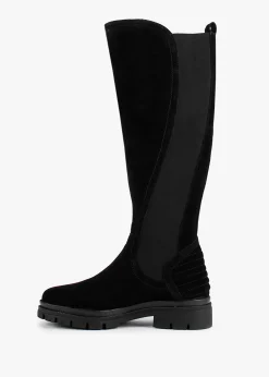 Sanatte Black Suede High Shaft Knee Boots