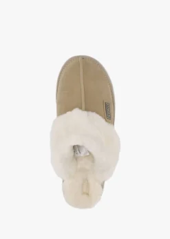 Sand Double-Face Sheepskin Closed Mule Slippers
