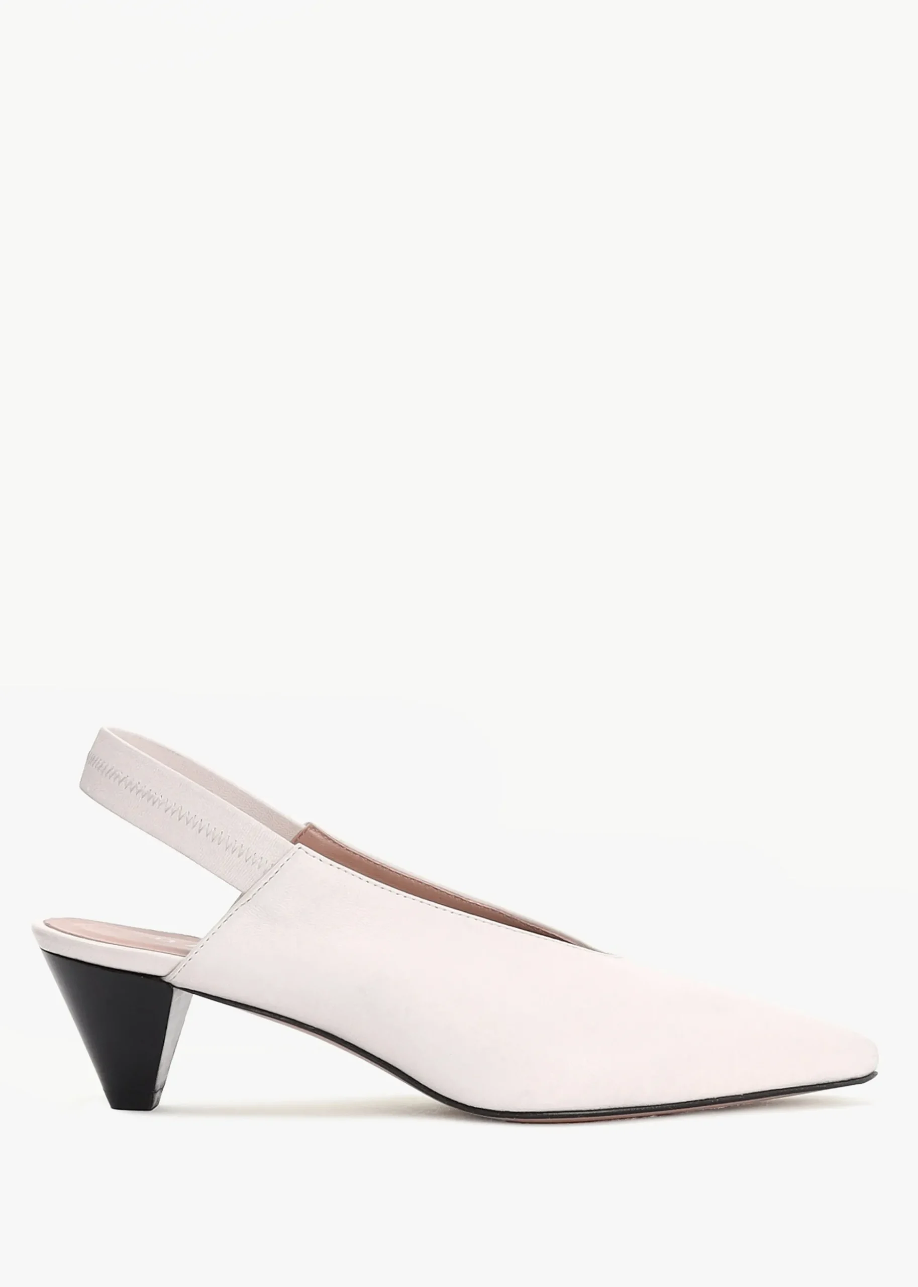 Sani Cream Leather Pointed Almond Toe Heeled Sling Backs