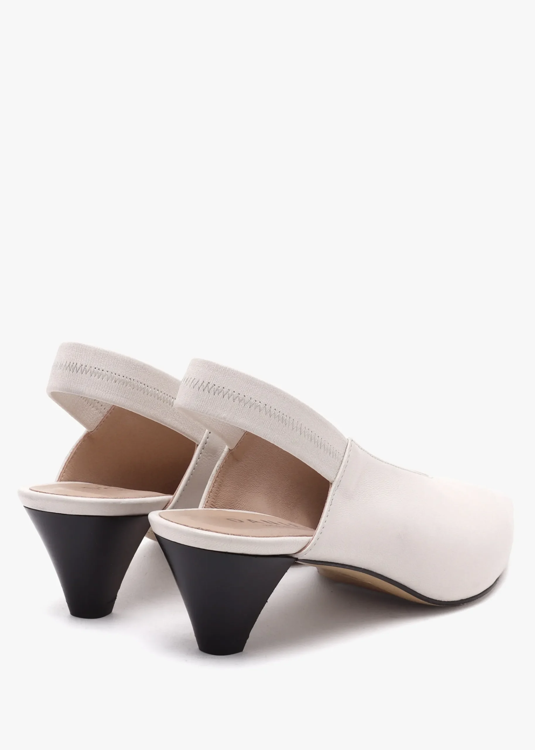 Sani Cream Leather Pointed Almond Toe Heeled Sling Backs