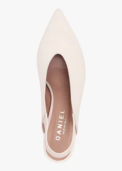 Sani Cream Leather Pointed Almond Toe Heeled Sling Backs