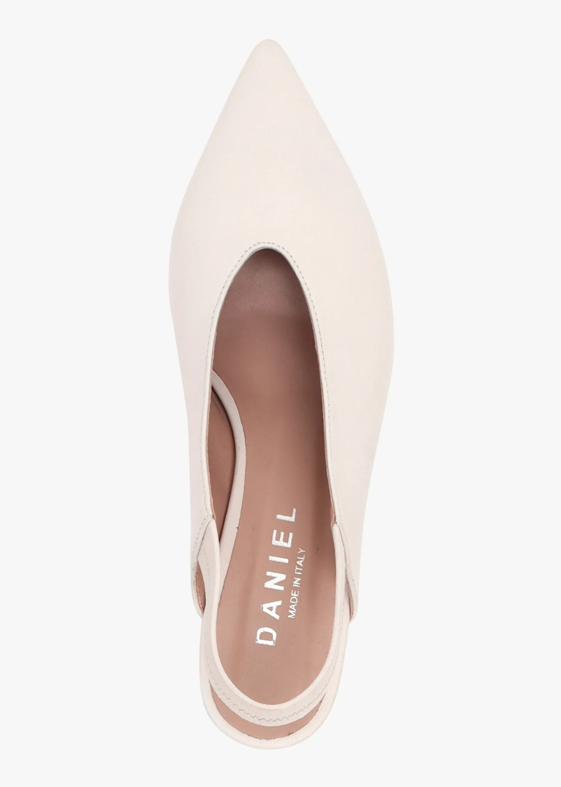 Sani Cream Leather Pointed Almond Toe Heeled Sling Backs