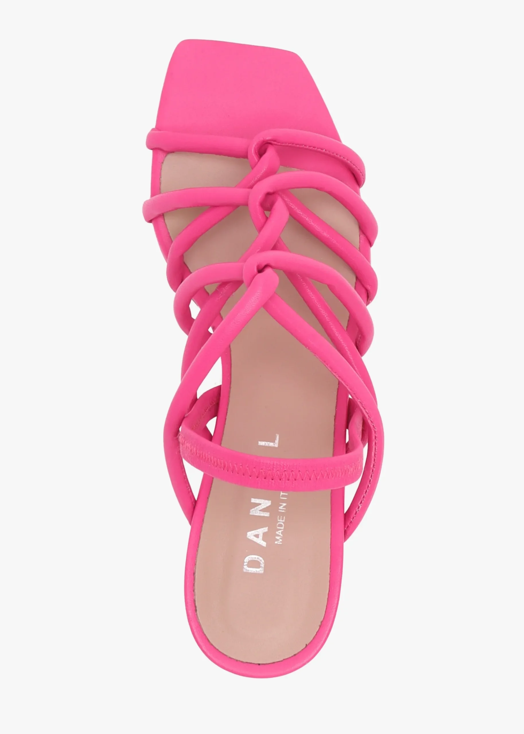 Sanuma Fuchsia Leather Mini Pillow Strap Heeled Sandals